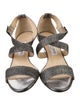 Jimmy Choo Leather Glitter Accents Sandals