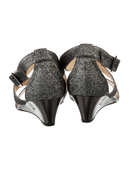 Jimmy Choo Leather Glitter Accents Sandals