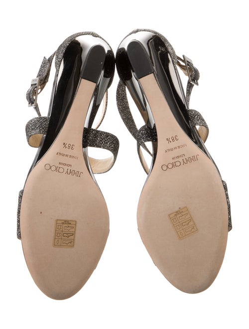 Jimmy Choo Leather Glitter Accents Sandals