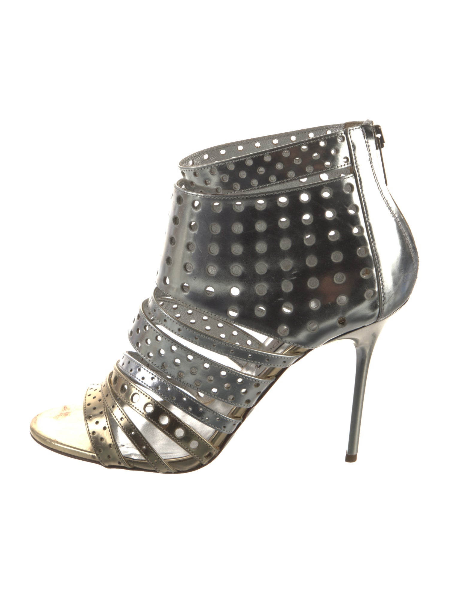 Jimmy Choo Leather Lasercut Accents T-Strap Pumps