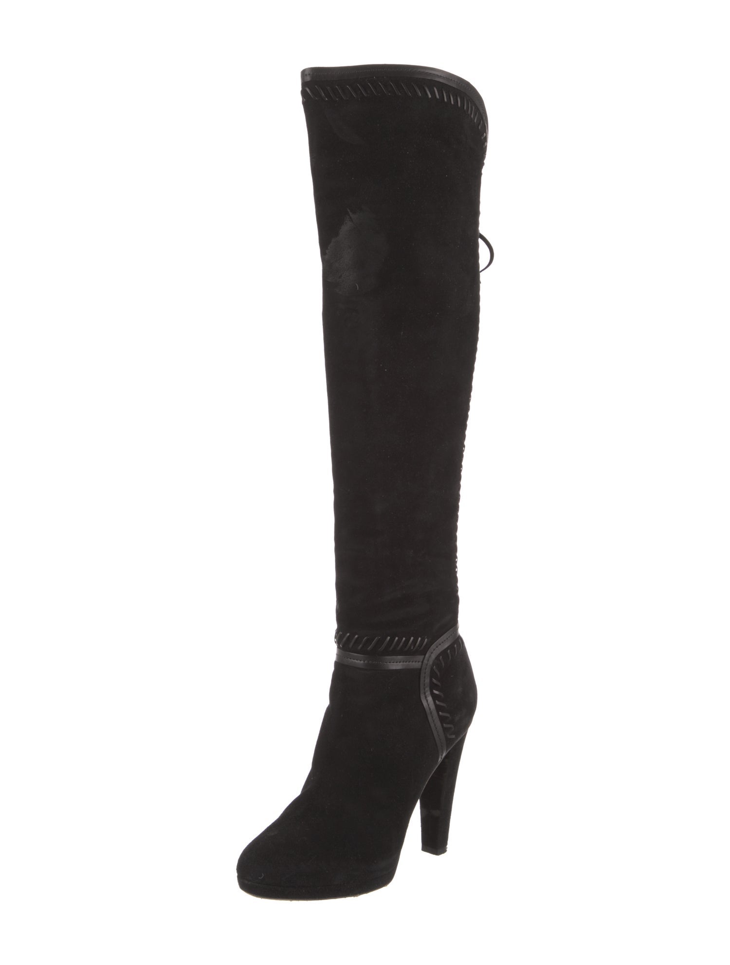 Jimmy Choo Suede Whipstitch Trim Boots
