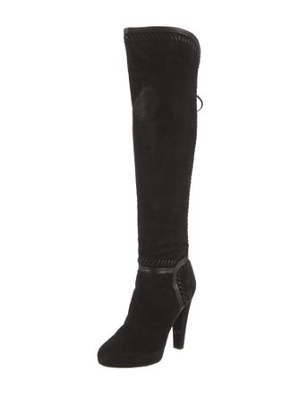 Jimmy Choo Suede Whipstitch Trim Boots