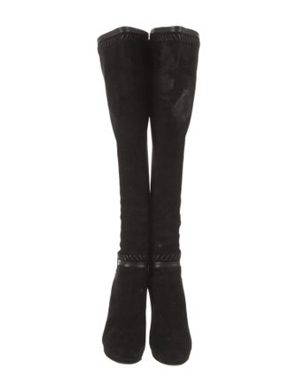 Jimmy Choo Suede Whipstitch Trim Boots