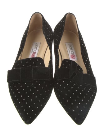 Jimmy Choo Velvet Bow Accents Ballet Flats