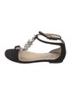 Jimmy Choo Suede Crystal Embellishments T-Strap Sandals