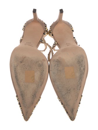 Jimmy Choo Suede Studded Accents T-Strap Pumps