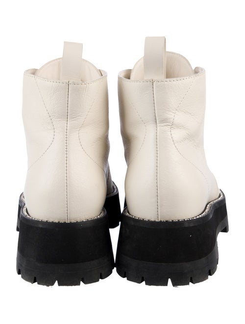 Jimmy Choo Leather Crystal Embellishments Combat Boots