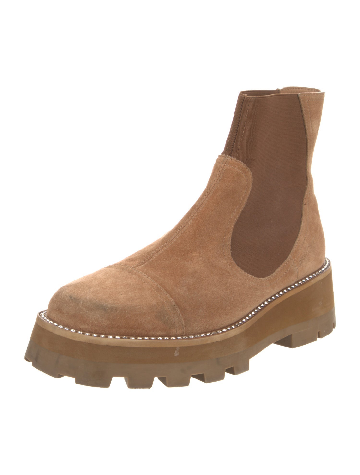 Jimmy Choo Suede Crystal Embellishments Chelsea Boots