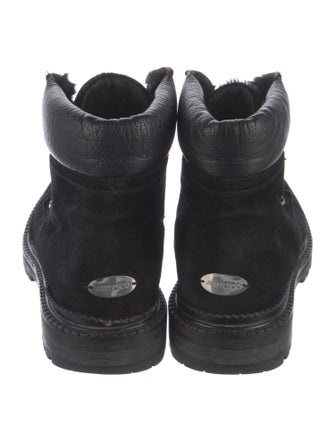 Jimmy Choo Suede Fur Trim Combat Boots