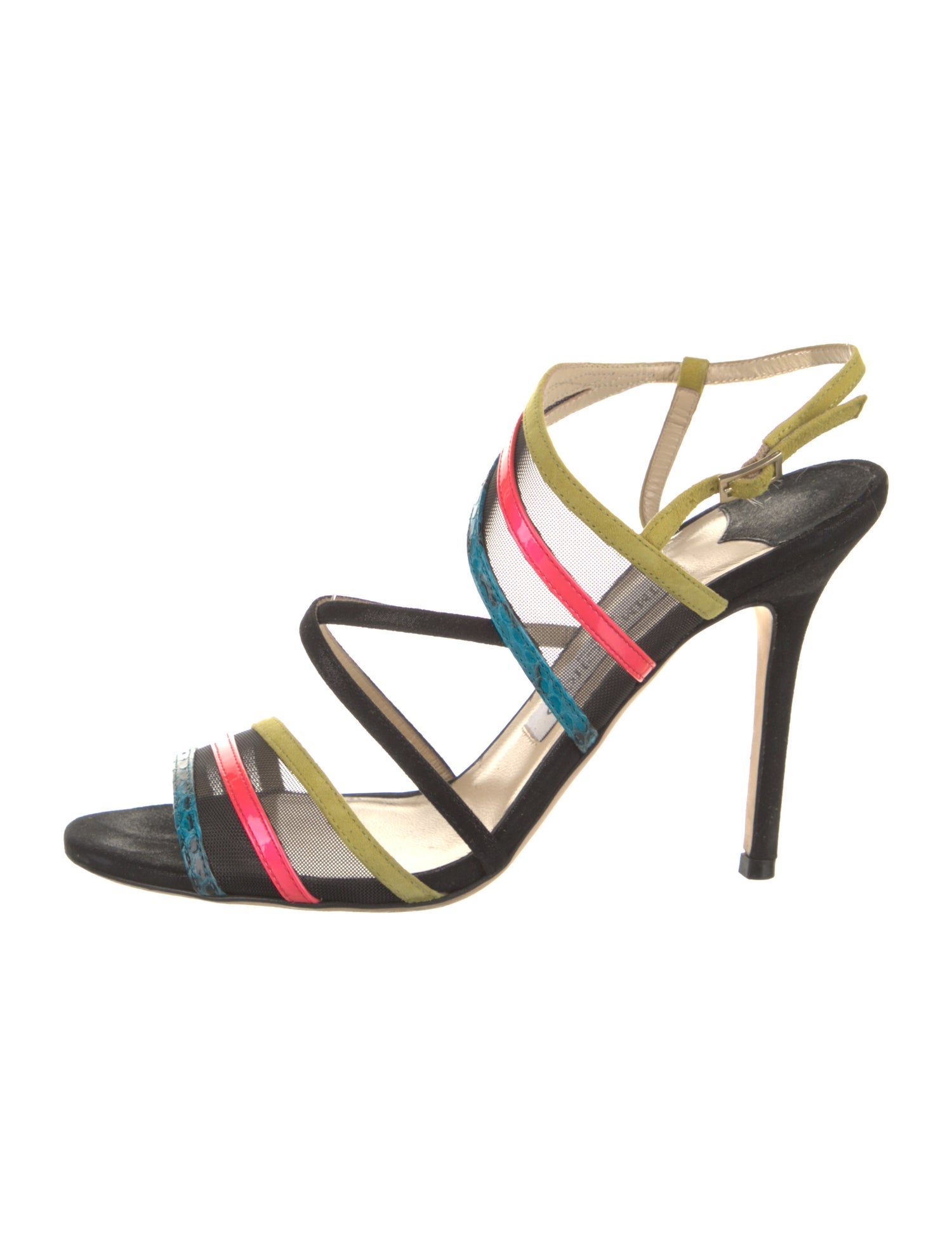 Jimmy Choo Mesh Colorblock Pattern Slingback Sandals