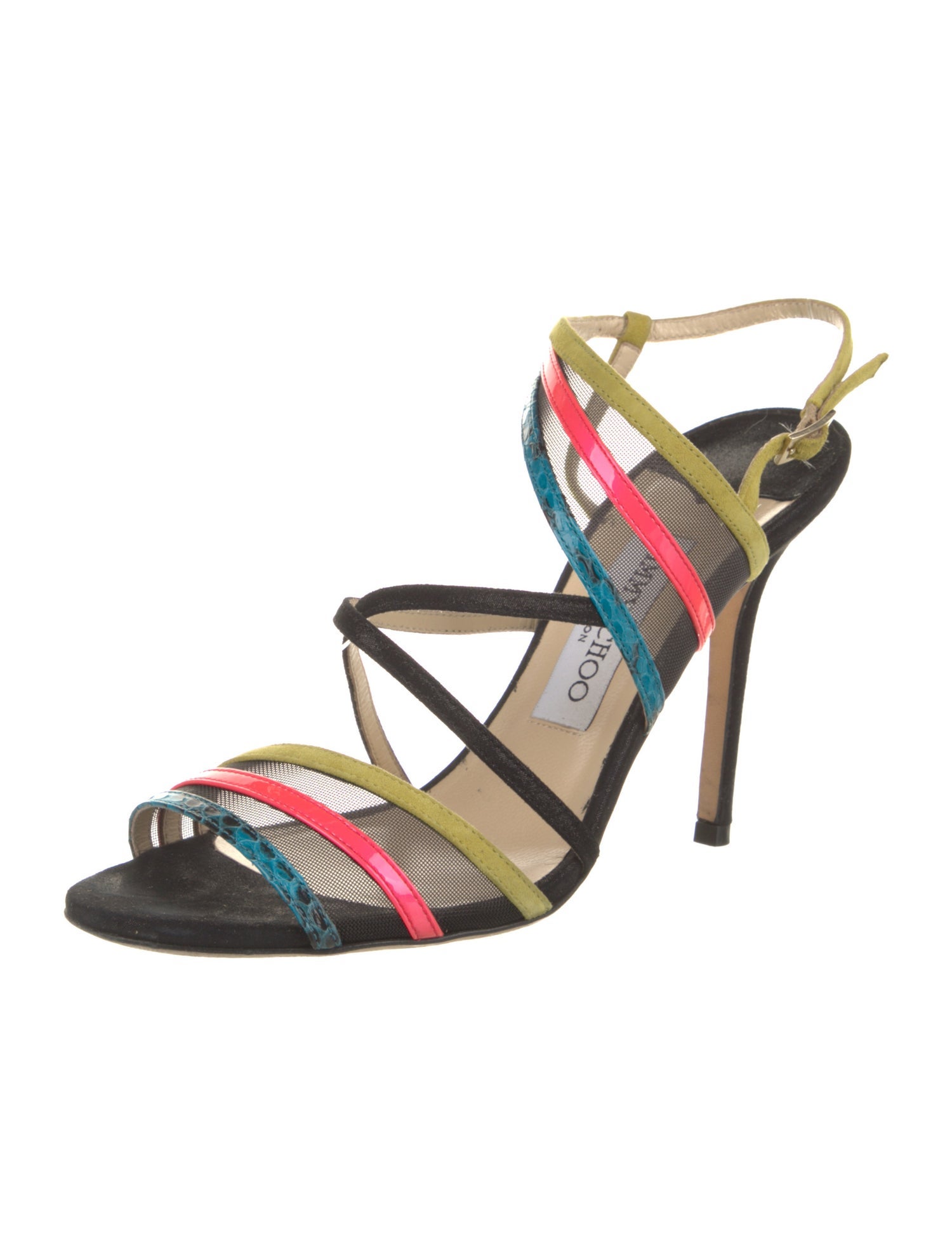 Jimmy Choo Mesh Colorblock Pattern Slingback Sandals