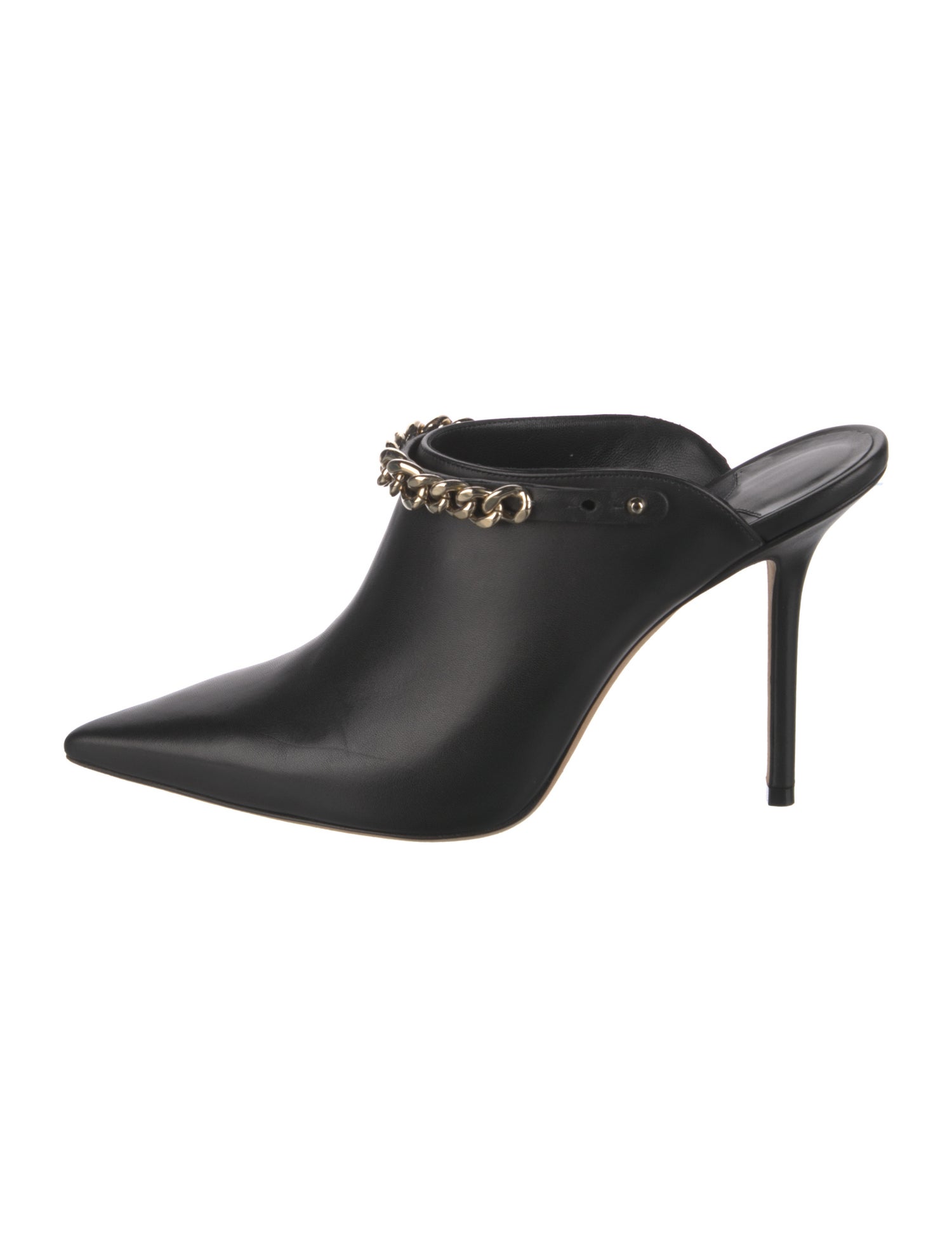 Jimmy Choo Leather Chain-Link Accents Mules
