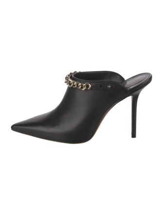 Jimmy Choo Leather Chain-Link Accents Mules