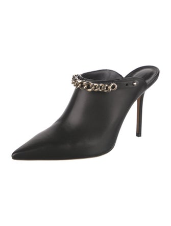 Jimmy Choo Leather Chain-Link Accents Mules