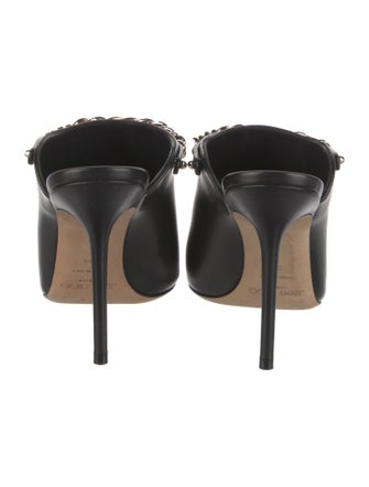 Jimmy Choo Leather Chain-Link Accents Mules
