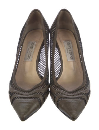 Jimmy Choo Leather Mesh Accents Pumps