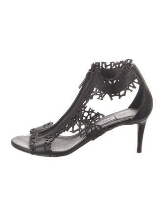 Jimmy Choo Leather Lasercut Accents T-Strap Sandals
