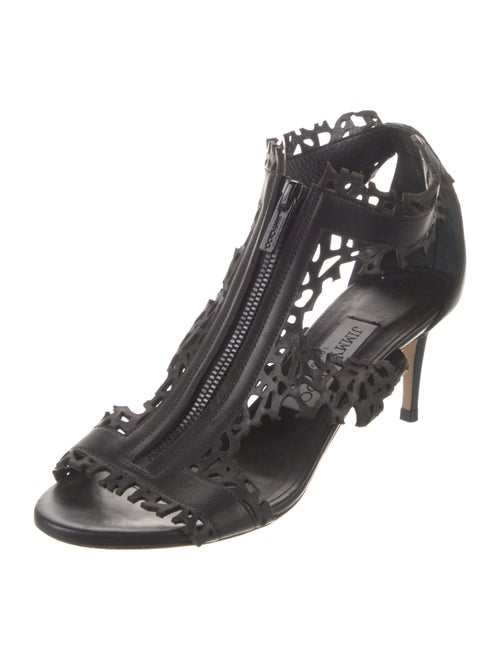 Jimmy Choo Leather Lasercut Accents T-Strap Sandals