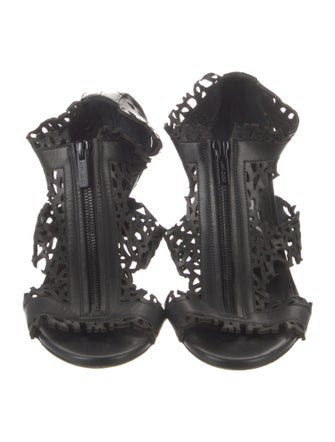 Jimmy Choo Leather Lasercut Accents T-Strap Sandals