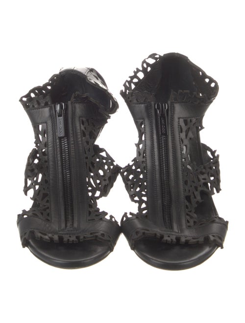 Jimmy Choo Leather Lasercut Accents T-Strap Sandals