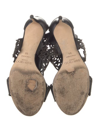 Jimmy Choo Leather Lasercut Accents T-Strap Sandals