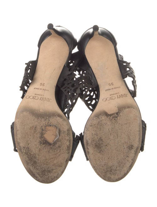 Jimmy Choo Leather Lasercut Accents T-Strap Sandals