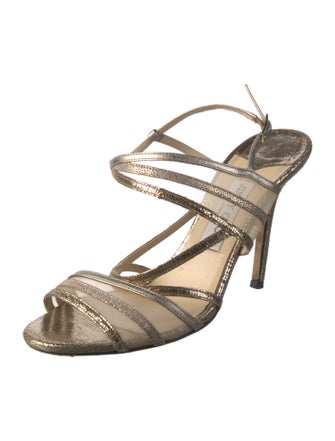 Jimmy Choo Leather Mesh Accents Slingback Sandals