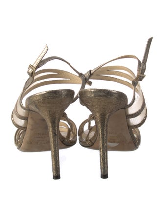Jimmy Choo Leather Mesh Accents Slingback Sandals