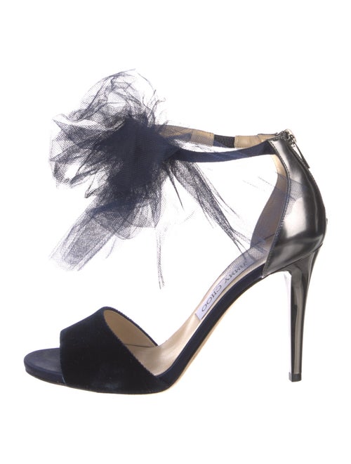 Jimmy Choo Velvet Mesh Accents T-Strap Sandals