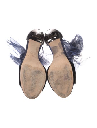 Jimmy Choo Velvet Mesh Accents T-Strap Sandals