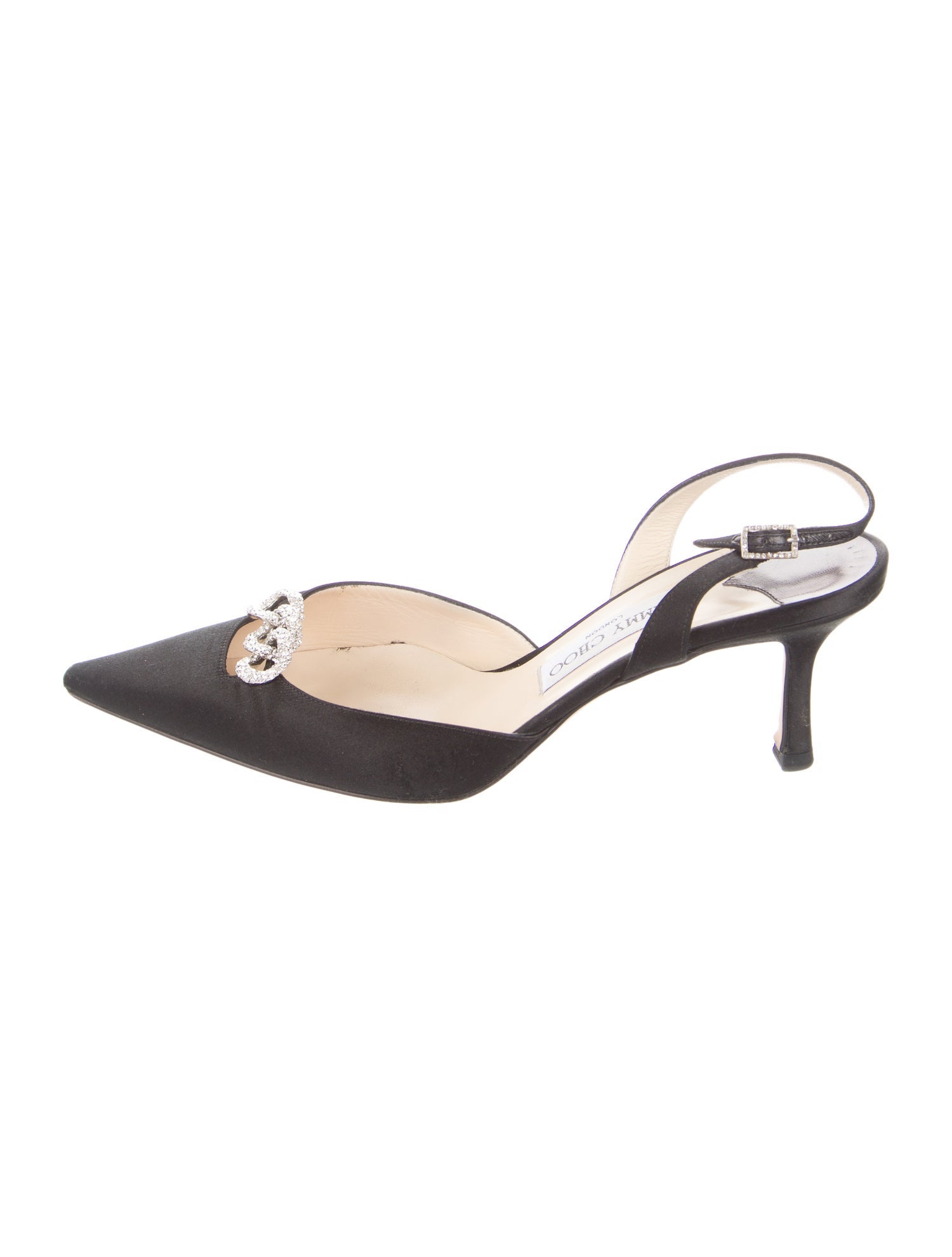 Jimmy Choo Satin Crystal Embellishments Slingback Pumps