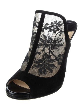 Jimmy Choo Suede Mesh Accents Slides