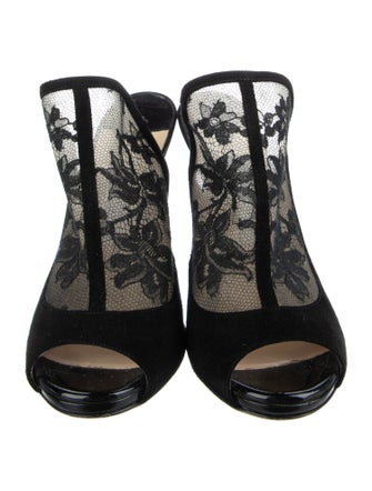 Jimmy Choo Suede Mesh Accents Slides