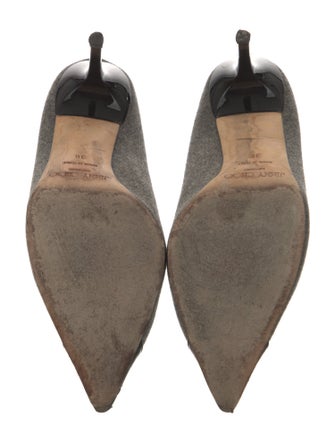 Jimmy Choo Wool Leather Trim Embellishment Pumps