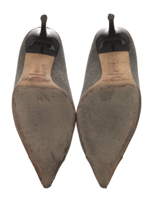 Jimmy Choo Wool Leather Trim Embellishment Pumps