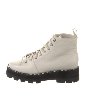 Jimmy Choo Leather Crystal Embellishments Combat Boots