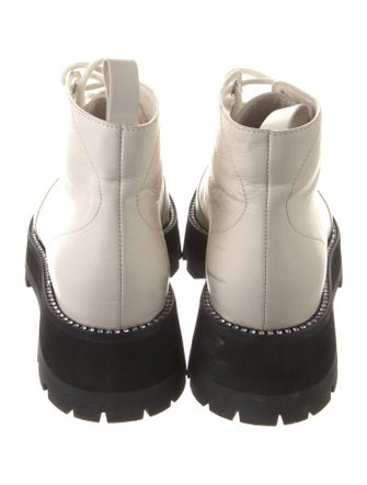 Jimmy Choo Leather Crystal Embellishments Combat Boots