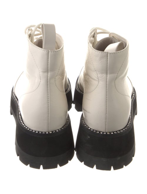 Jimmy Choo Leather Crystal Embellishments Combat Boots