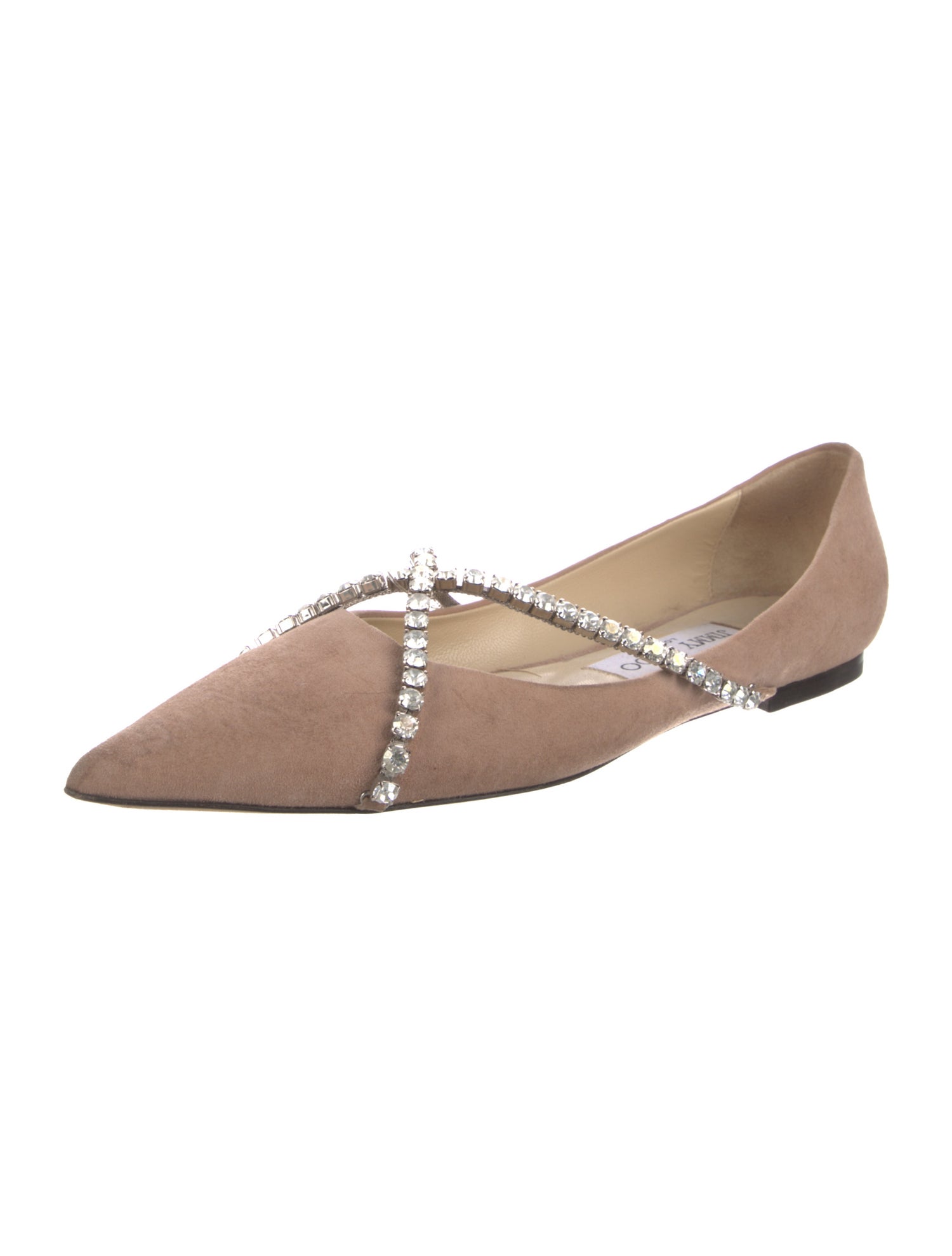 Jimmy Choo Suede Crystal Embellishments Flats