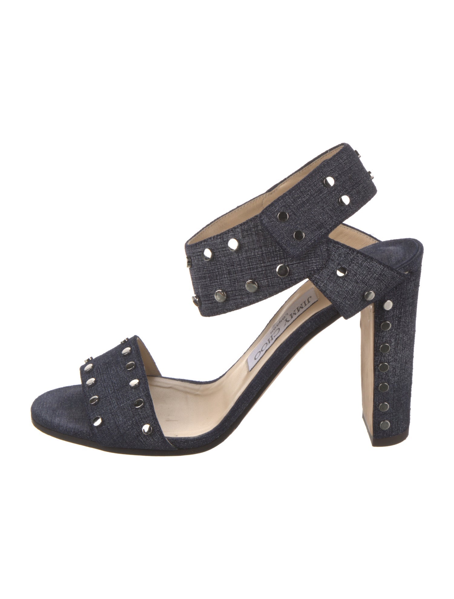 Jimmy Choo Denim Studded Accents Slingback Sandals