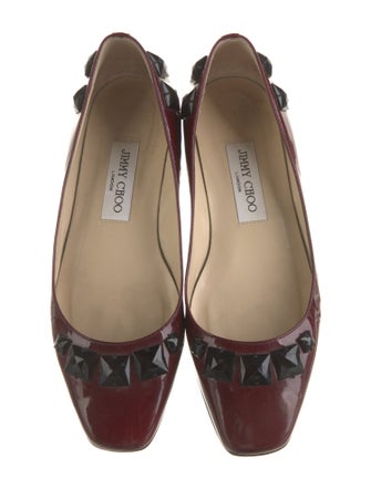 Jimmy Choo Patent Leather Studded Accents Ballet Flats