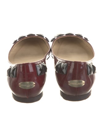 Jimmy Choo Patent Leather Studded Accents Ballet Flats