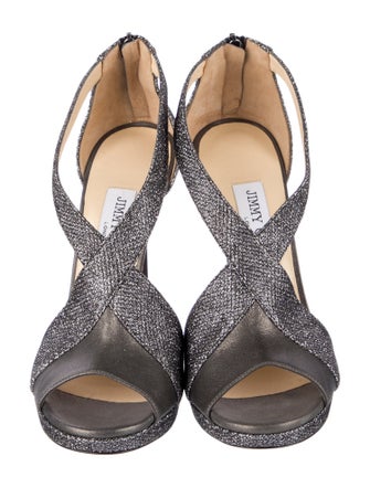 Jimmy Choo Glitter Glitter Accents T-Strap Sandals
