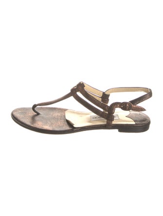 Jimmy Choo Leather T-Strap Sandals