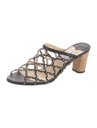 Jimmy Choo Leather Braided Accents Slides