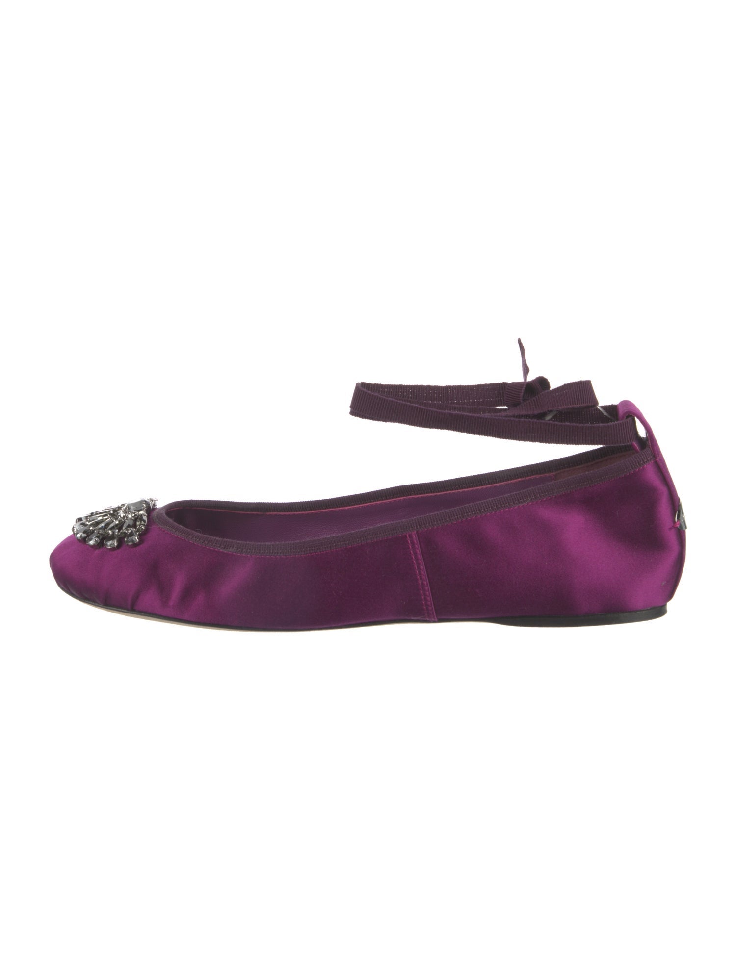 Jimmy Choo Satin Crystal Embellishments Ballet Flats