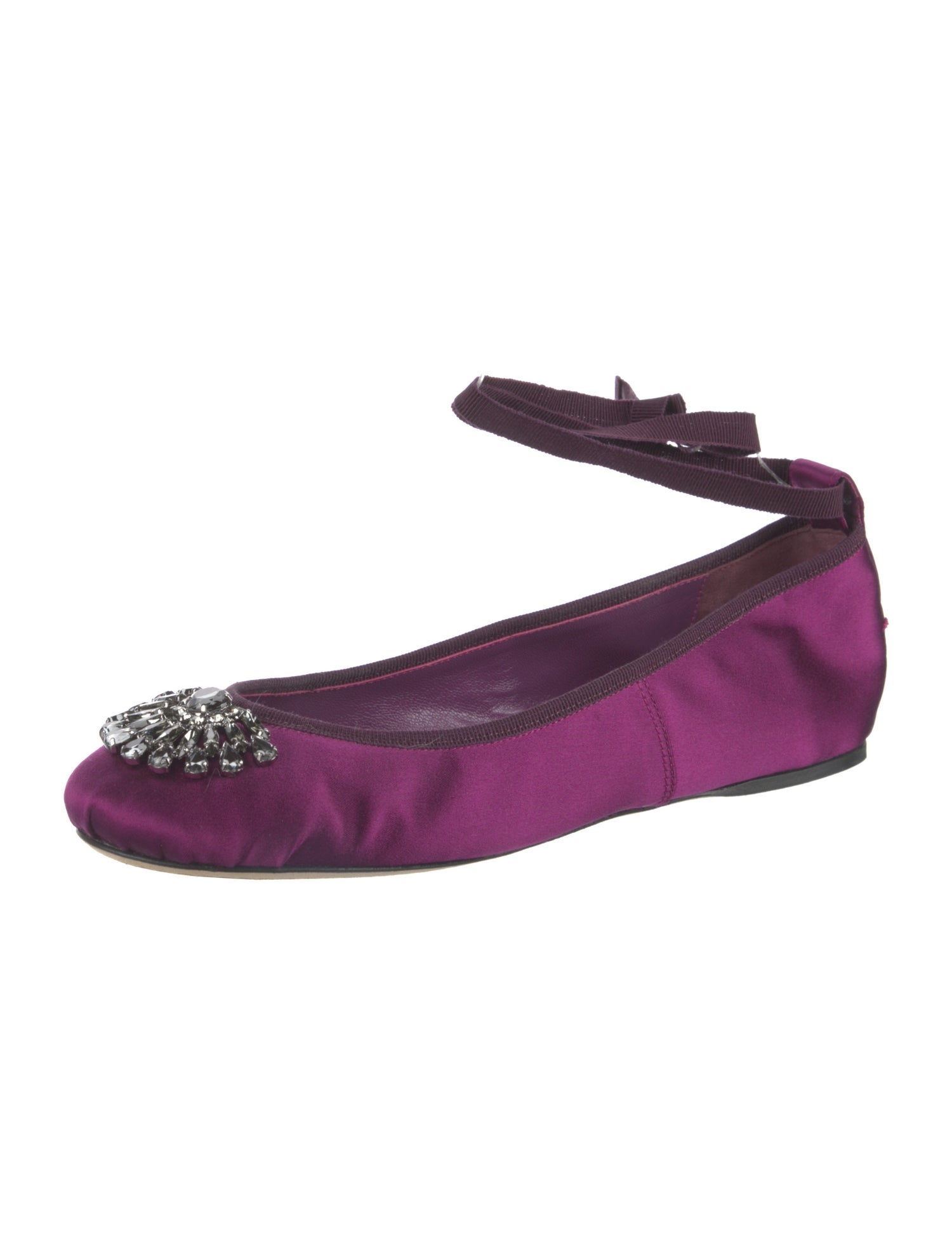 Jimmy Choo Satin Crystal Embellishments Ballet Flats