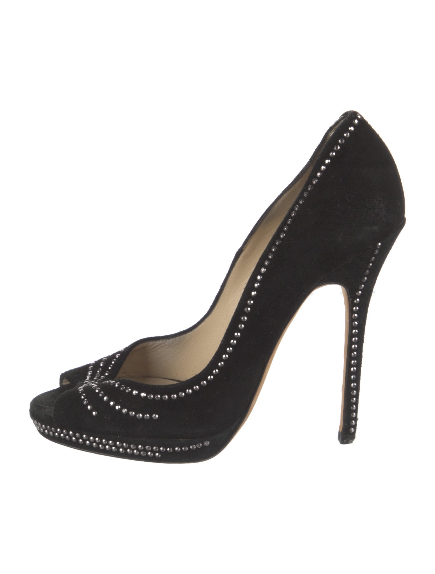 Jimmy Choo Suede Crystal Embellishments Pumps