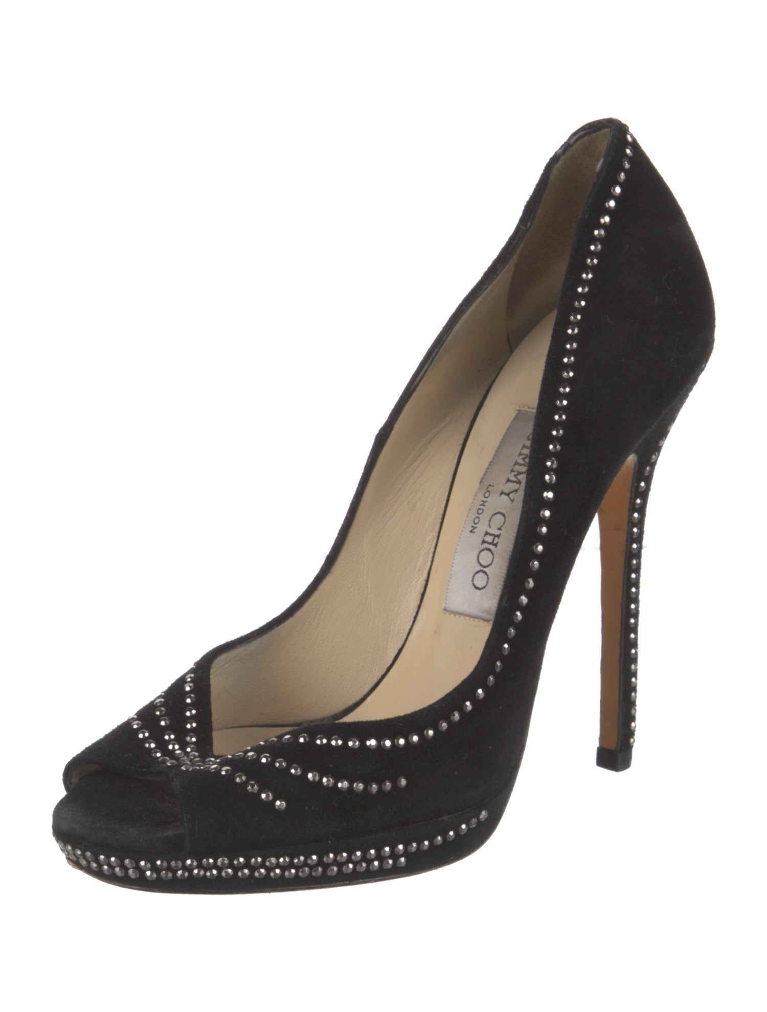 Jimmy Choo Suede Crystal Embellishments Pumps
