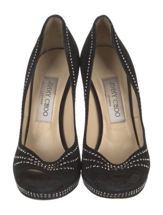 Jimmy Choo Suede Crystal Embellishments Pumps